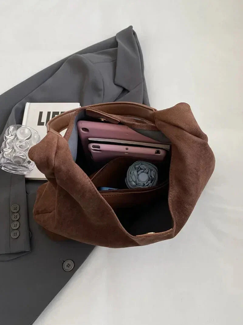 Puff Suede Shoulder Bag